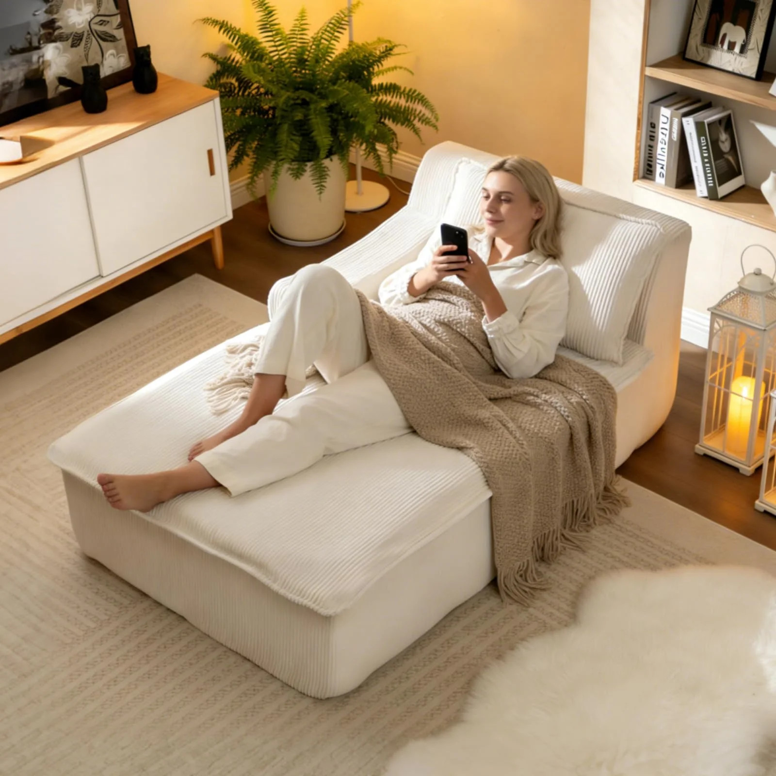 LEHZROAJ 67.3\u2033Oversized Cloud Chaise Lounge Chair,Corduroy Upholstered Sofa Boneless Deep Se... | Walmart (US)
