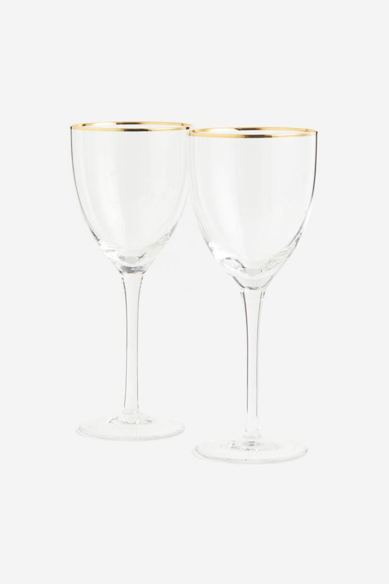 2-pack Wine Glasses - Clear glass - Home All | H&M US | H&M (US + CA)