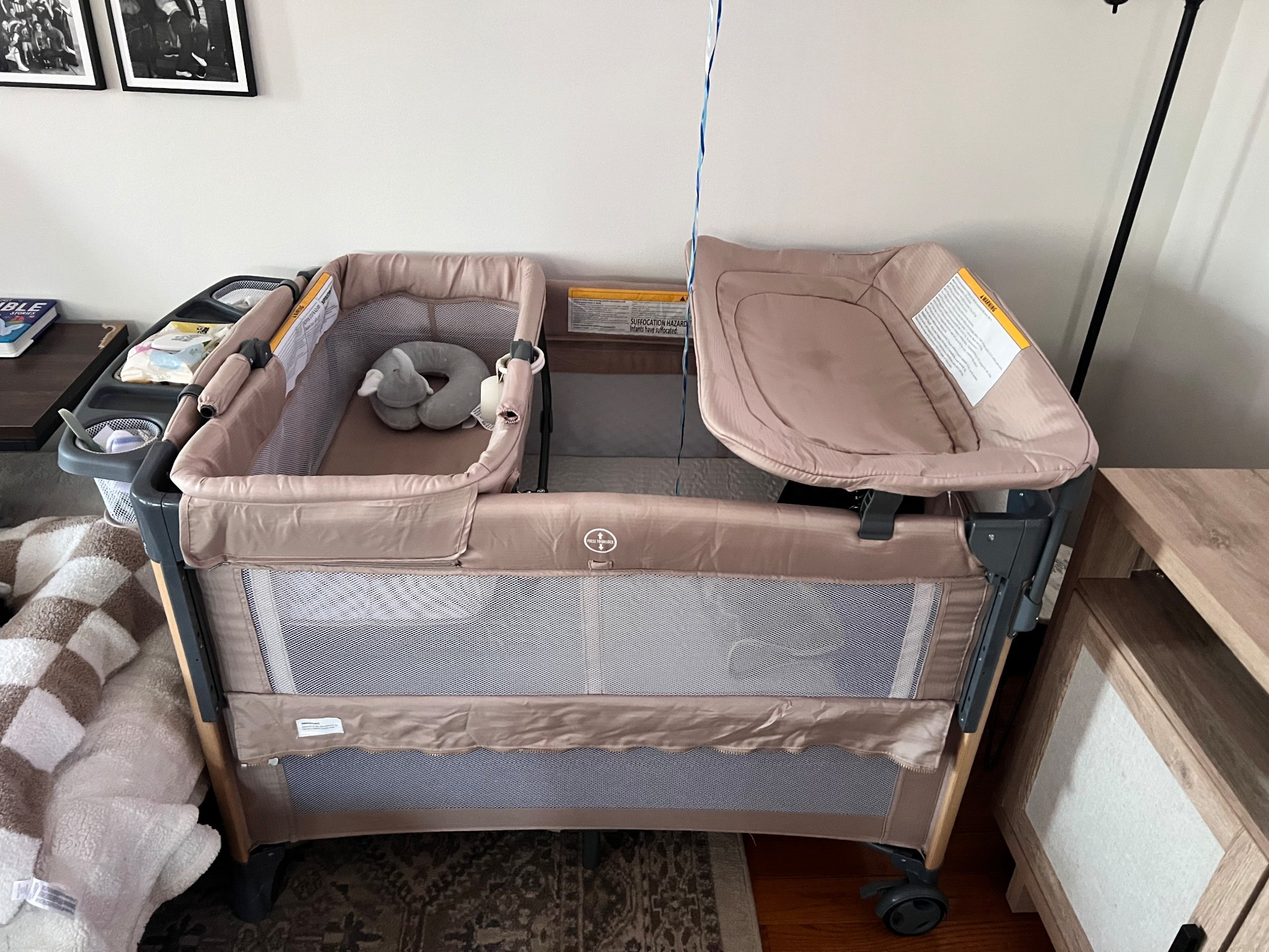 JOYMOR 7 in 1 Bedside Bassinet with Changing Table, All in One Nursery Center, Bedside Sleeper with Mattress, Sheet, Canopy, Storage Shelf and Hanging Toy (Beige)
#baby #babyboy #babymusthaves #babyessentials #bedsidebassinet #nursey 

#LTKHome #LTKBaby #LTKKids