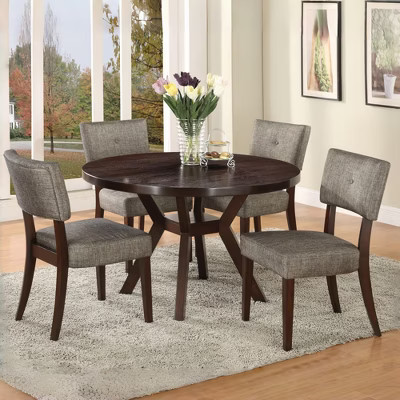 GDFStudio Matt Modern 5-Pieces Wood Dining Table Set with 4 Upholstered Chairs, Brown | Target