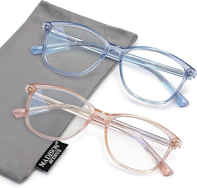 Madison Avenue Square Vintage TR90 Blue Light Blocking Reading Glasses for Women, Anti Eyestrain/... | Amazon (US)