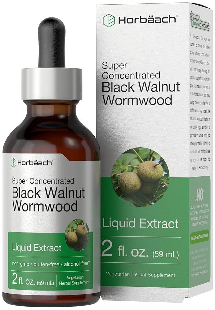 Horbäach Black Walnut Wormwood Liquid Extract | 2 fl oz | Alcohol Free Tincture | Vegetarian, No... | Amazon (US)
