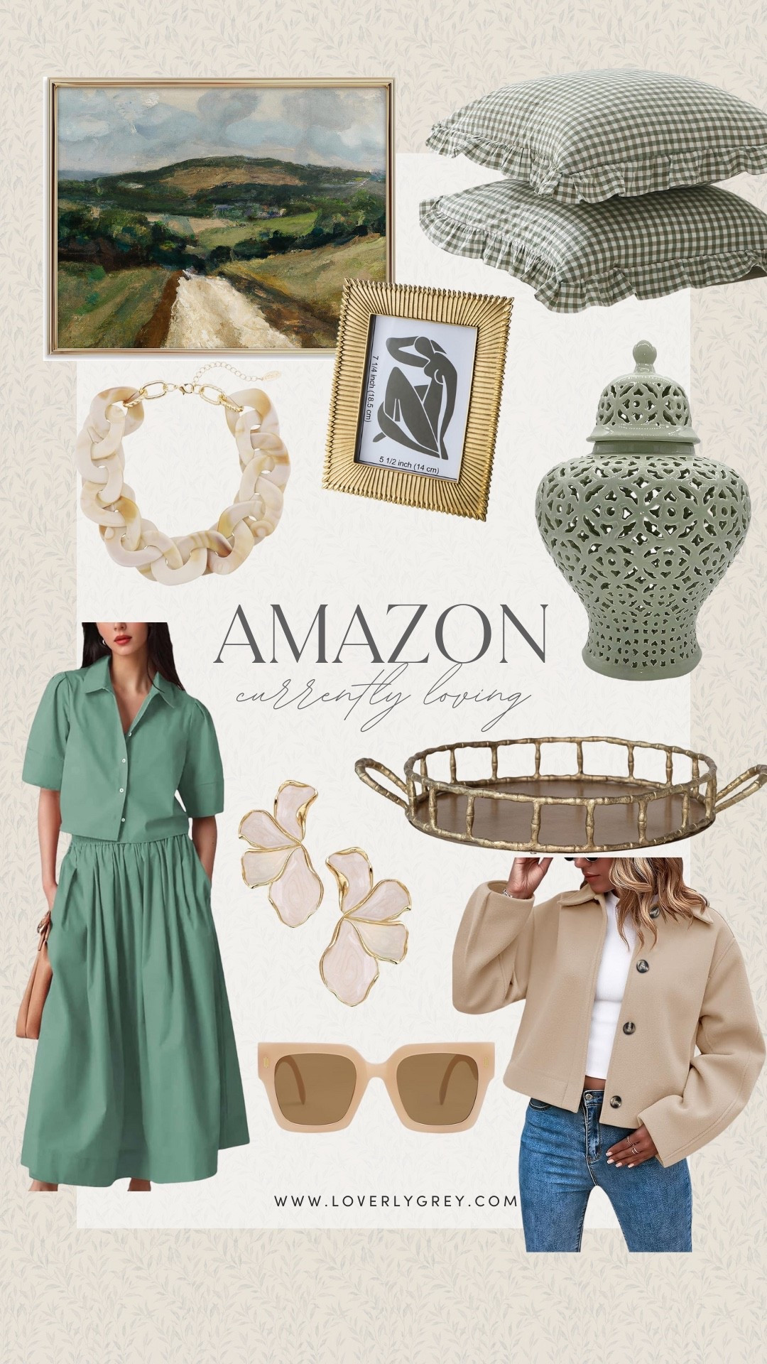 Amazon finds that I’m currently loving! The green matching set, statement necklace, & sunglasses are perfect for spring! I also love the wall art, green vase, and gingham throw pillows to revamp your home decor!

#LTKSeasonal #LTKHome #LTKFindsUnder100