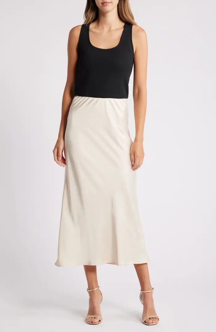 Mixed Media Colorblock Sleeveless Maxi Dress | Nordstrom
