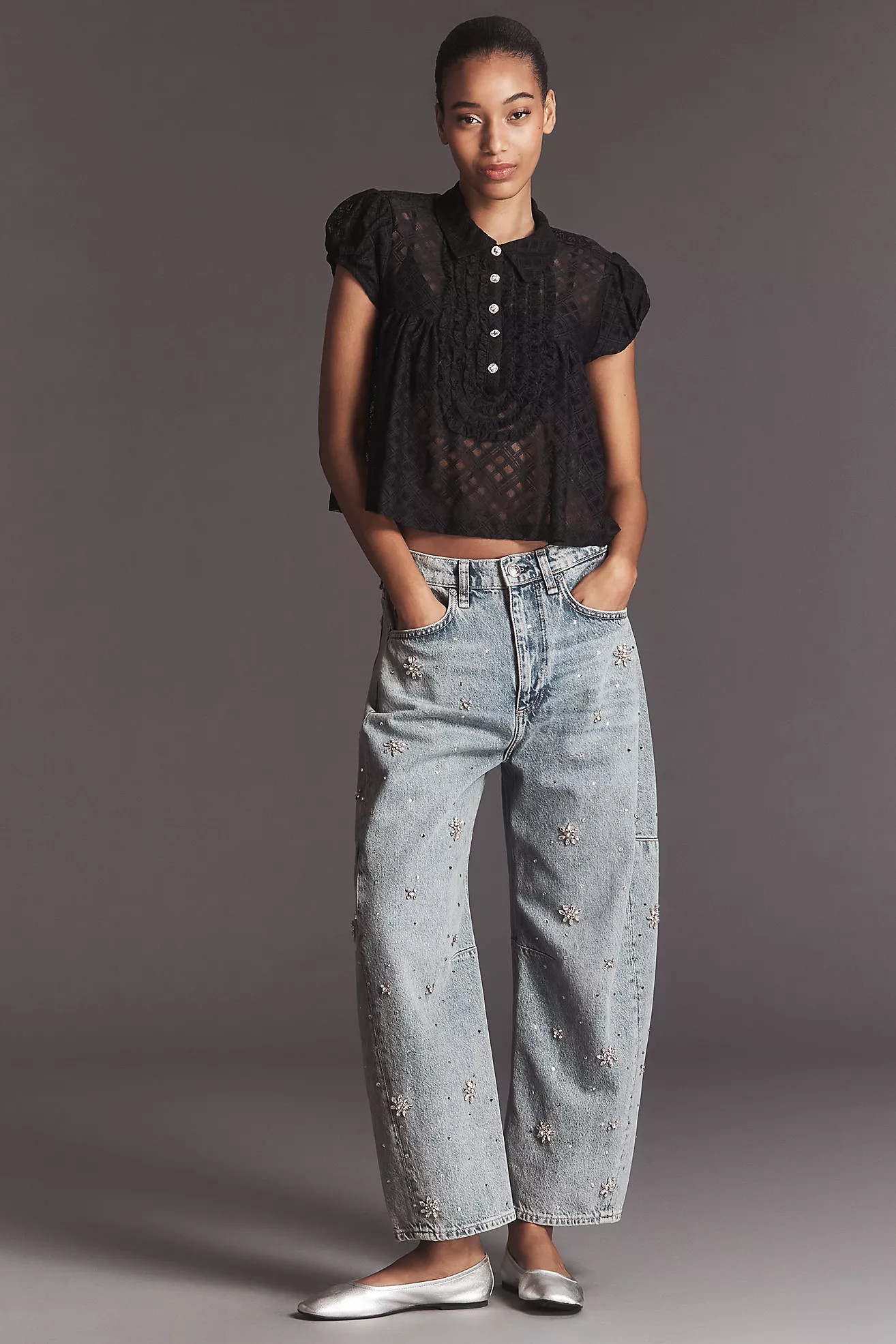 Maeve Puff-Sleeve Cropped Swing Top | Anthropologie (US)