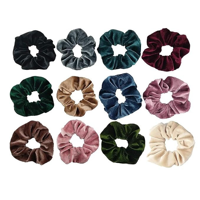 Homerove 12pcs Hair Scrunchies, Velvet Elastic Hair Bands, Scrunchy Colorful Hair Ties Hair Ropes... | Amazon (US)