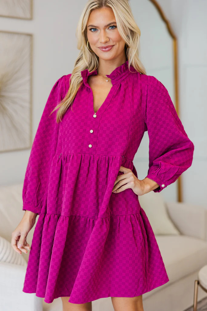 NURSING COLLECTION: All Up To You Magenta Textured Dress | The Mint Julep Boutique