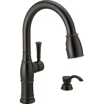 Delta Valdosta Venetian Bronze 1-Handle Deck-Mount Pull-Down Handle Kitchen Faucet (Deck Plate In... | Lowe's