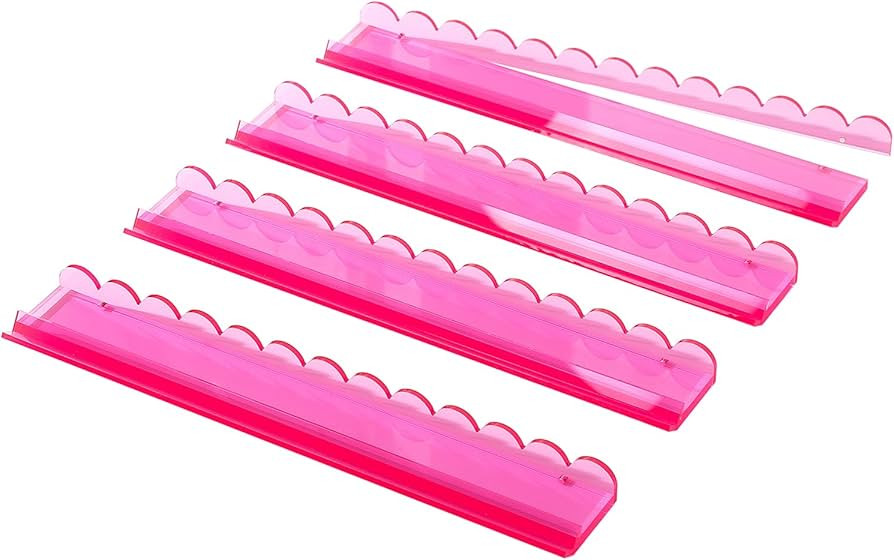 Amazon.com: Clear Acrylic Mahjong Racks with Pushers - 17.5" Scalloped Clear Mahjong Tile Holders Set of 4, Premium All-in-One Magnetic Pusher Racks for American Mahjong, Durable Acrylic (Not Plastic) (PINK) : Toys & Games | Amazon (US)