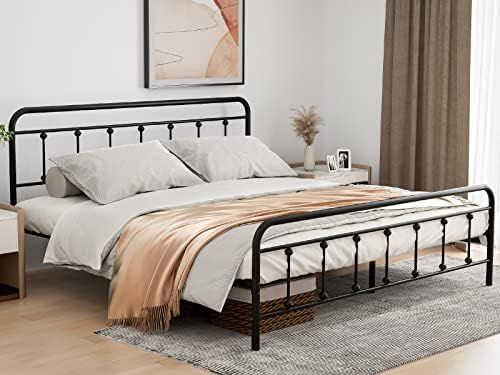 IKIFLY King Size Metal Platform Bed Frame with Headboard & Footboard - Strong Steel Slat Support ... | Amazon (US)