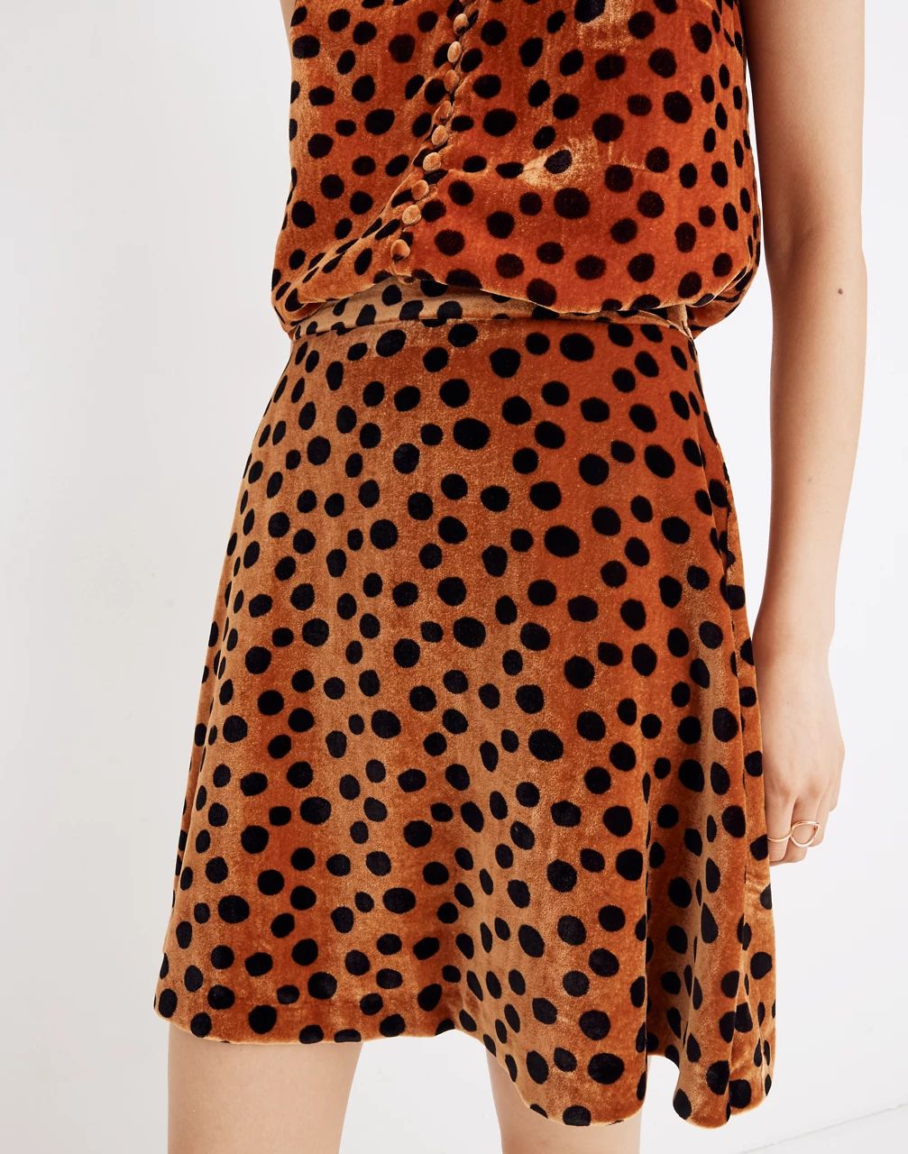 Velvet Circle Mini Skirt in Leopard Dot | Madewell