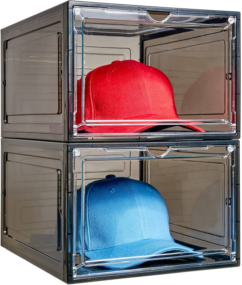 verklale Hat Organizer Box for Baseball Caps (2-Pack) - Transparent Hat Display, Stackable Dust H... | Amazon (US)