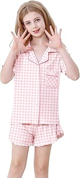 Schbbbta Girls Pajamas Set 2 Piece Button Down Pjs Soft Ruffle Sleepwear Loungewear | Amazon (US)