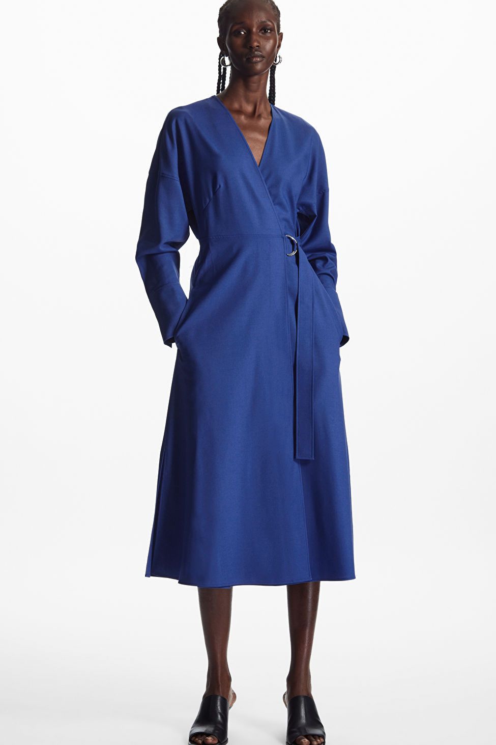 WOOL-CREPE WRAP DRESS | Blue Dress Dresses | Work Wear Style | Business Casual Outfits | COS (US)
