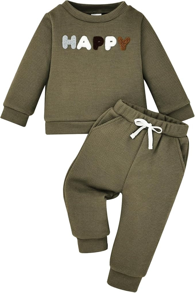Aenbilo Toddler Baby Boy Clothes Letter Crewneck Fall Boy Winter Outfits Sweatshirt Long Sleeve P... | Amazon (US)