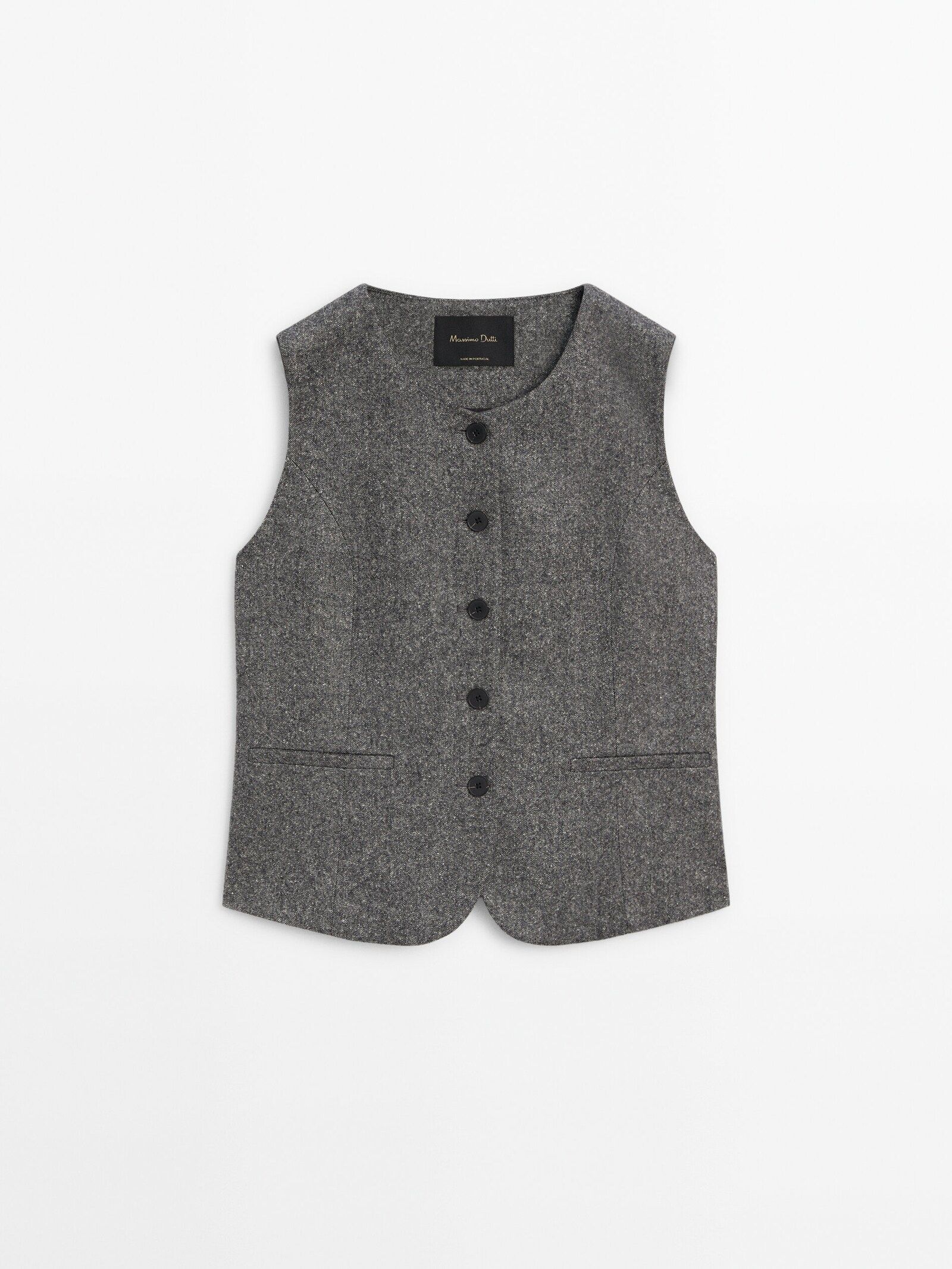 Wool blend knickerbocker-yarn-effect vest | Massimo Dutti UK