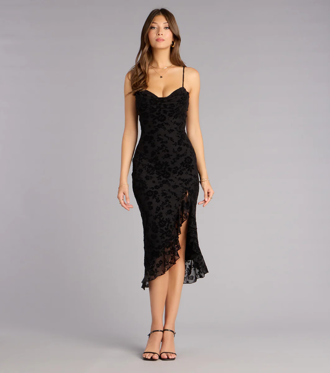 Sweetheart Chic Ruffle Midi Dress | Windsor Stores