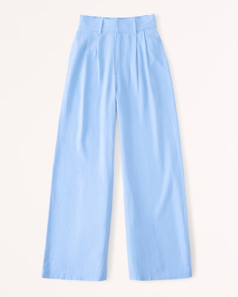 Tailored Linen-Blend Wide Leg Pants | Abercrombie & Fitch (US)