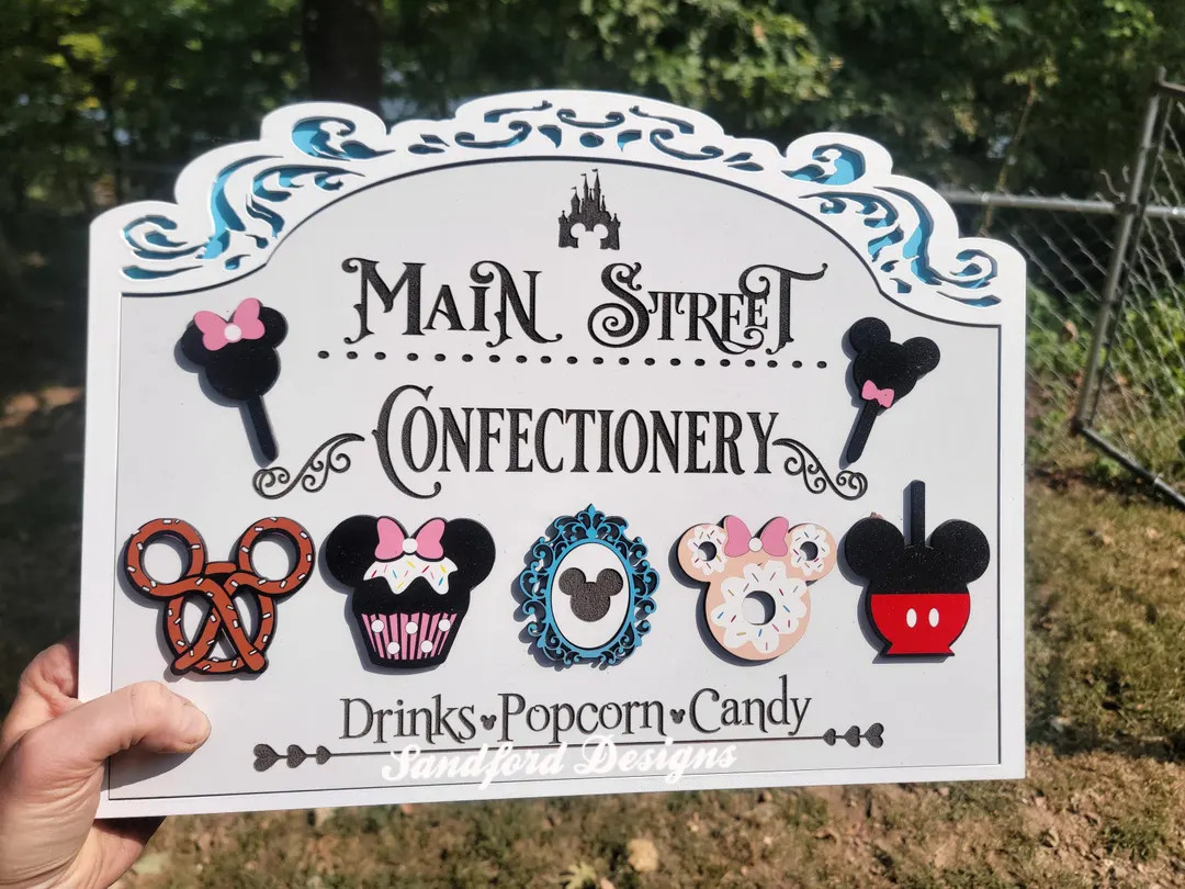 Disney Main Street Confectionery Wood Sign – 3D Kitchen Decor - Etsy | Etsy (US)
