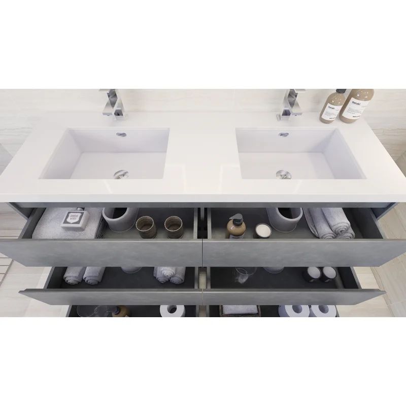 Ferrante 60'' Free Standing Double Bathroom Vanity with Reinforced Acrylic Top | Wayfair North America