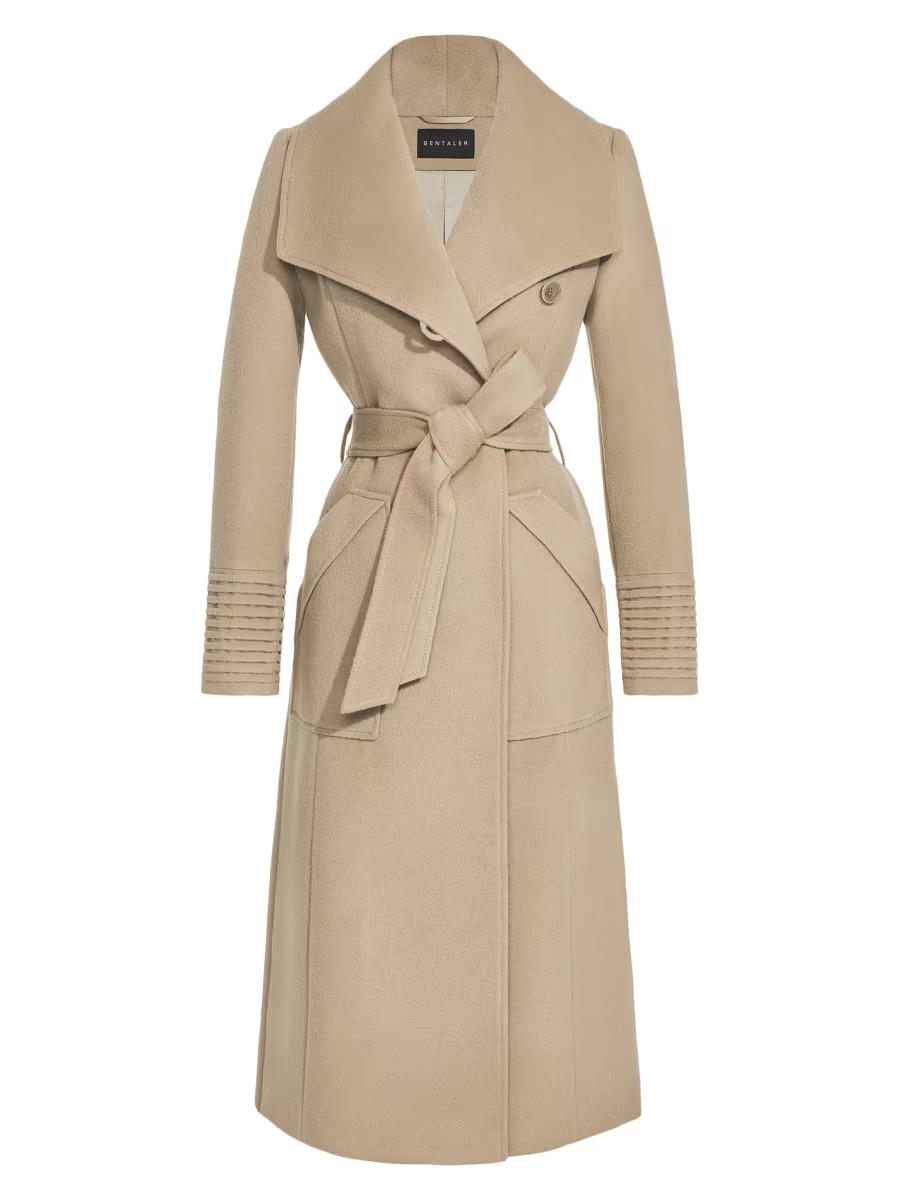 Long Wide-Collar Alpaca Wrap Coat | Saks Fifth Avenue