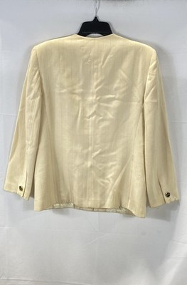 Vintage 80s Christian Dior Women's Cream Pinstripe Blazer Jacket Union Made 14 | eBay US