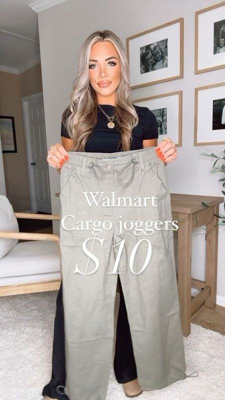 Walmart cargos on sale $10. I’m wearing my true size small (pre pregnancy) I’m 5’2” these run TTS 

#LTKstyletip #LTKfindsunder50 #LTKfindsunder100