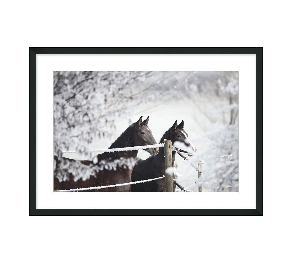 Horses In Snow Framed Print | Pottery Barn (US)