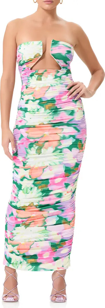 Alisha Ruched Cutout Strapless Maxi Dress | Nordstrom