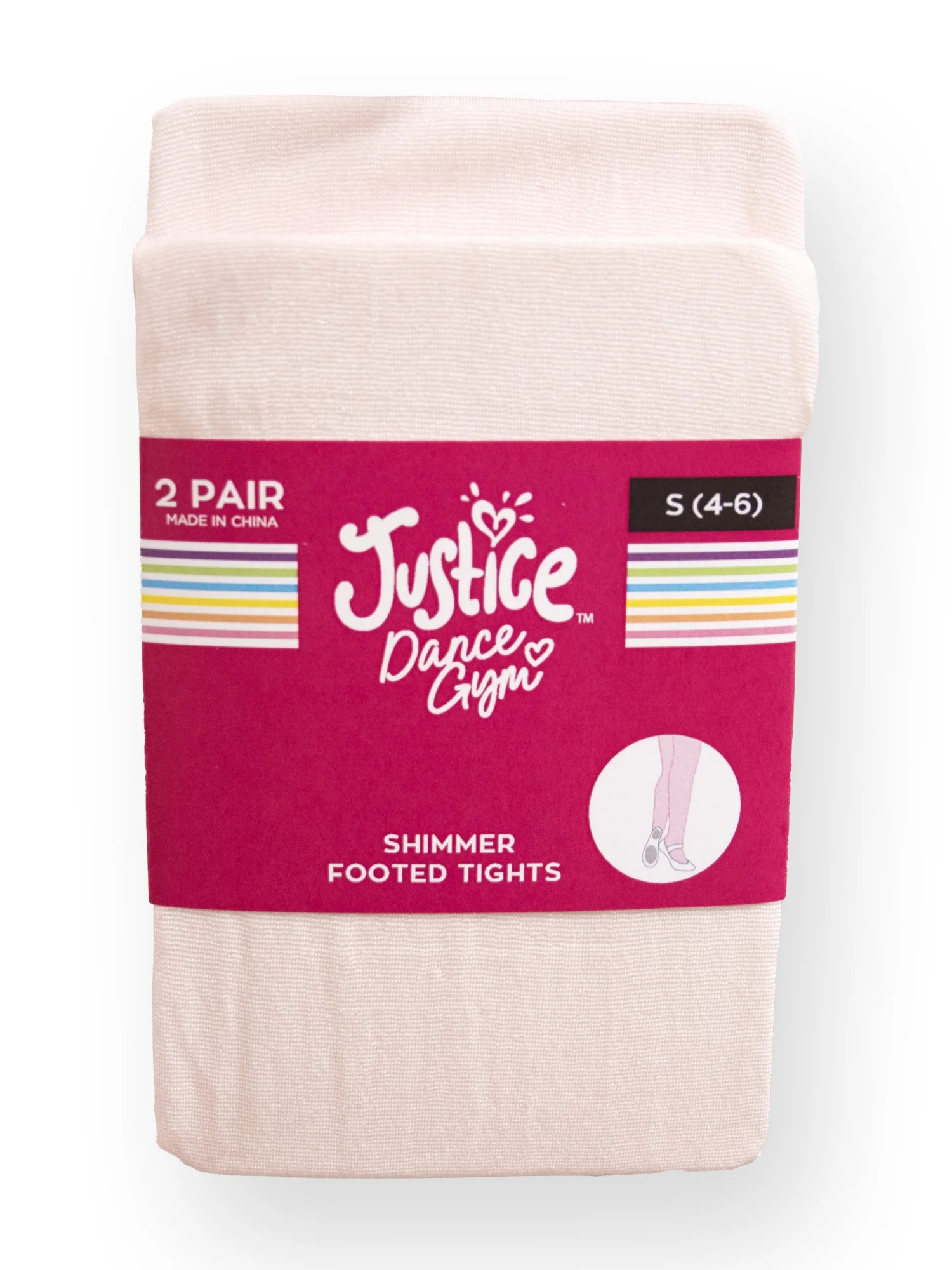 Justice Shimmer Footed Ballet Tights for Girls, Sizes 2-16, 2 Pairs | Walmart (US)