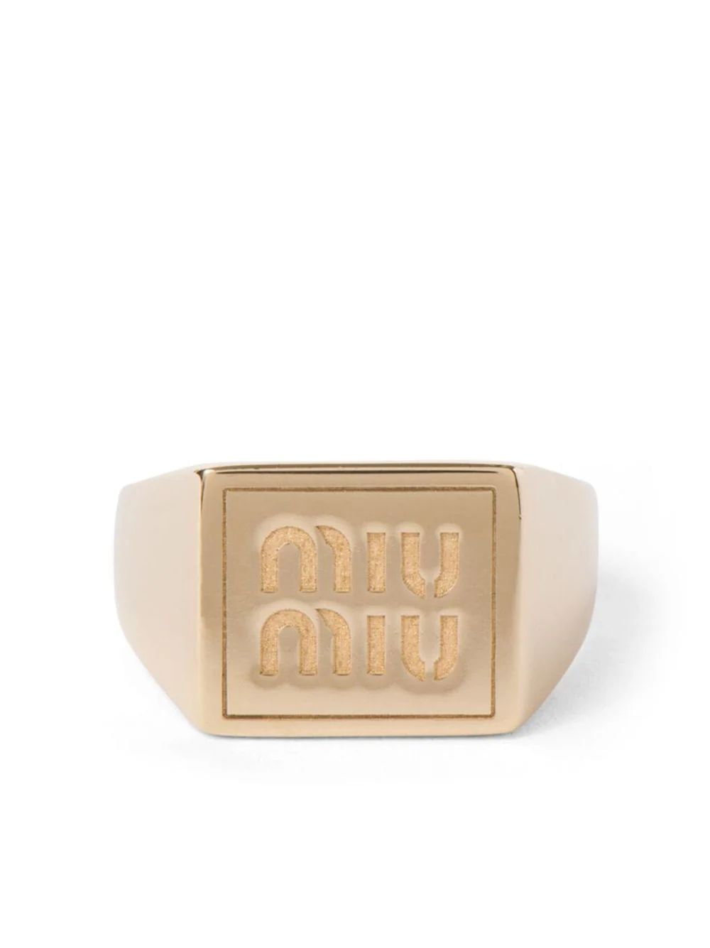 Miu Miu logo-engraved Signet Ring - Farfetch | Farfetch Global
