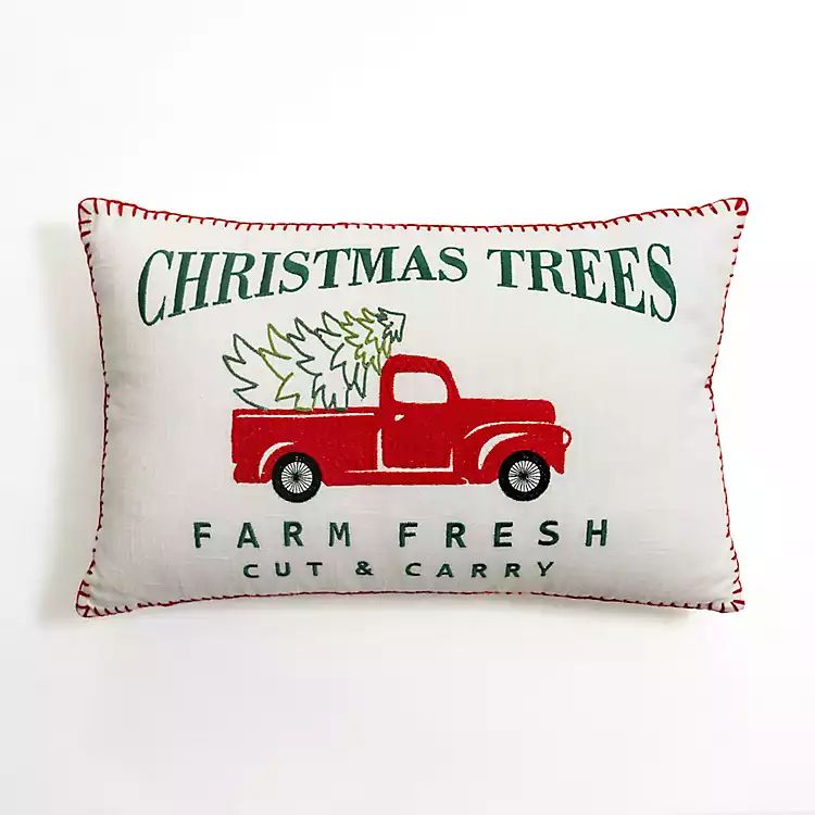 New! Farm Fresh Christmas Trees Truck Pillow | Kirkland's Home
