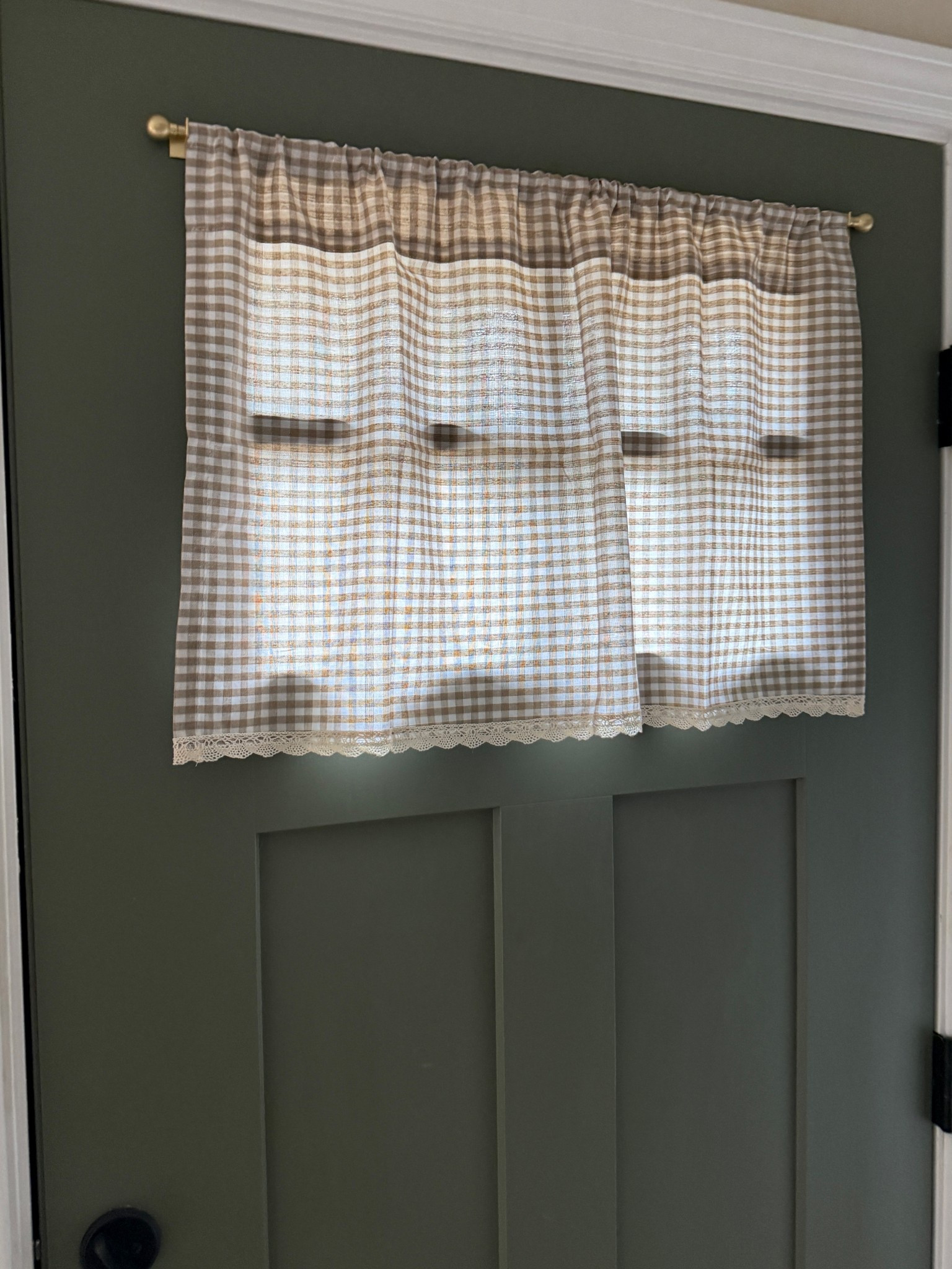 Peel & stick curtain rod with custom gingham curtainn

#LTKHome