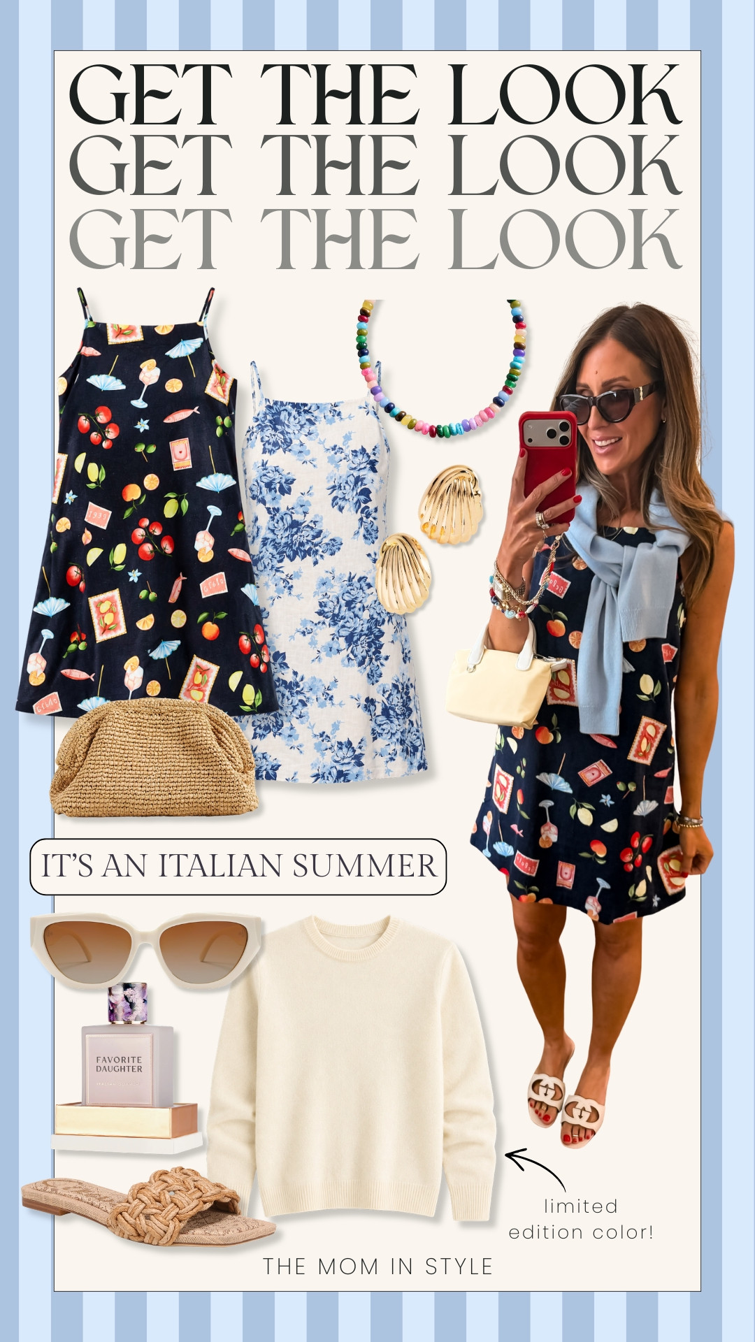 This printed dress instantly became a favorite. Pair it with a lightweight sweater over your shoulders, woven accessories, statement jewelry, and neutral slides for an effortless look that feels straight out of a European vacation. Bonus points for pieces you’ll wear all season long.

italian summer, european summer style, vacation outfit, summer dress, coastal chic, resort wear, woven bag, statement jewelry, summer fashion, outfit inspiration, travel style, blue and white dress, summer accessories, get the look, themominstyle

#LTKootd #LTKSeasonal #LTKTravel