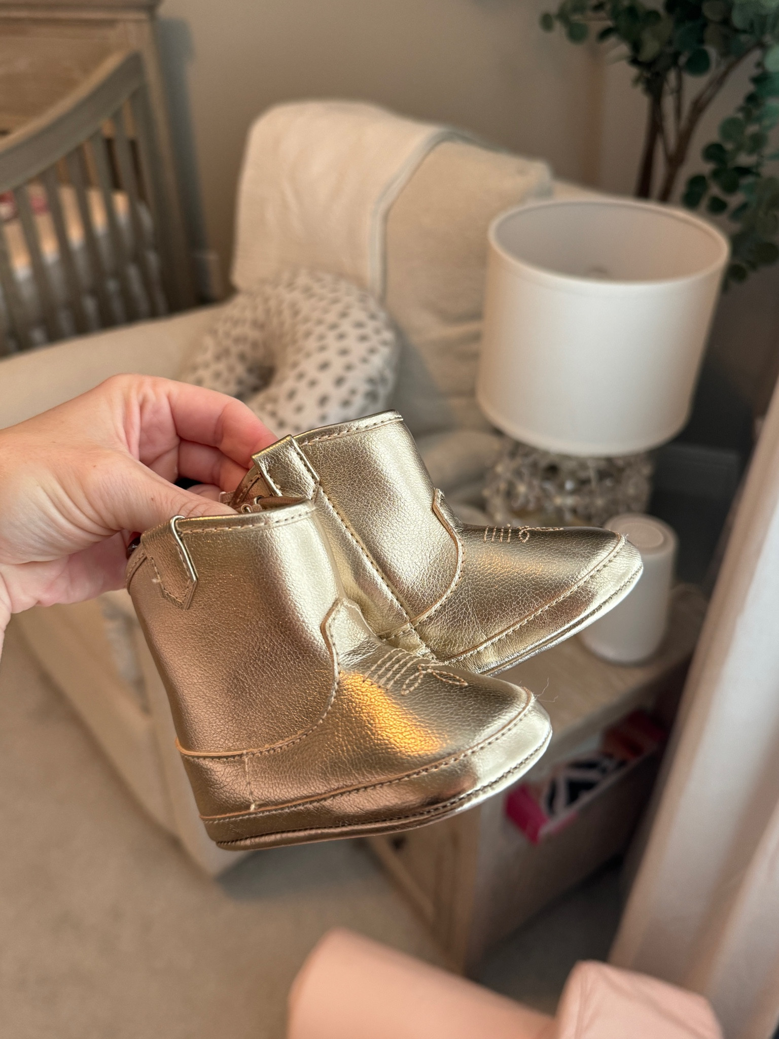 Baby gold cowboy 🤠 boots!!! I can’t handle the cuteness! I got two sizes 3-6 and 6-12 so she can have them in her wardrobe awhile. 

#LTKShoeCrush #LTKFindsUnder50 #LTKBaby