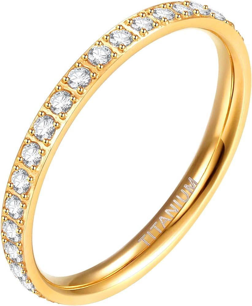Zakk Eternity Ring 2mm Damen Ewigkeitsringe Titan Verlobungsringe Eheringe Trauringe Memoirering ... | Amazon (DE)