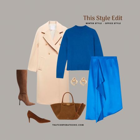 Winter style, monochrome look, office style
Blue Monochrome top and bottom look with tan accessories 








Workwear, work bag, winter boots, knee-high boots, cream
Coat, winter coat, office look, elevated winter style.

#LTKworkwear #LTKitbag #LTKeurope