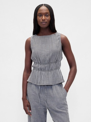 Cotton Gauze Smocked-Waist Peplum Top | Gap (US)