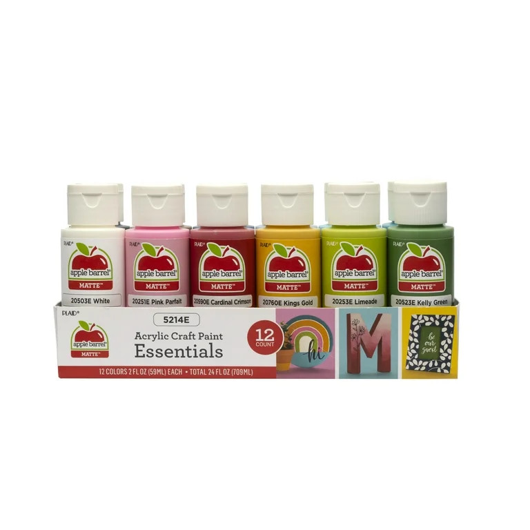 Apple Barrel Acrylic Craft Paint, Matte Finish, Essentials, 2 fl oz, 12 Pc | Walmart (US)