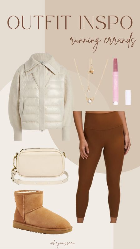 Outfit inspo running errands Varley jacket, lululemon align leggings, mini Uggs, Madewell bag, Etsy necklace & Tarte juicy lip (shade rose) 

#LTKstyletip