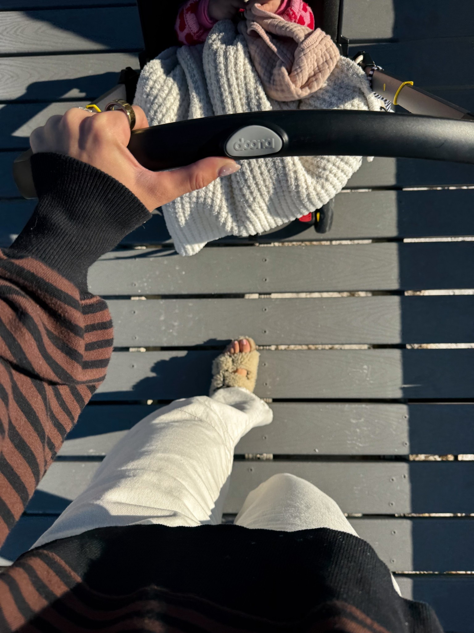 My go-to cozy mom outfit for morning walks 🤎

Wearing an oversized striped pullover (Aerie style) paired with mid-rise barrel jeans (Free People inspired) — the easiest, most comfortable combo for everyday errands with baby.

Finished with cozy slides and the Doona stroller for effortless, on-the-go days ✨


#LTKActive #LTKmomlife #LTKBaby