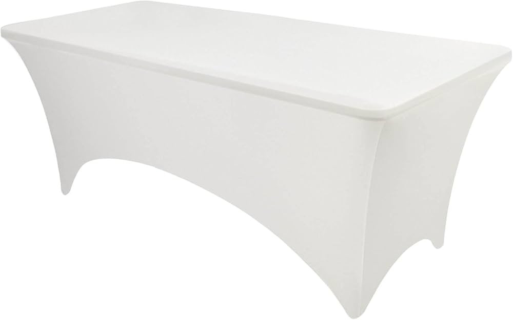 OutdoorLines Fitted Tablecloth Ivory Table Clothes for 6 Foot Rectangle Table - Elastic Spandex M... | Amazon (US)