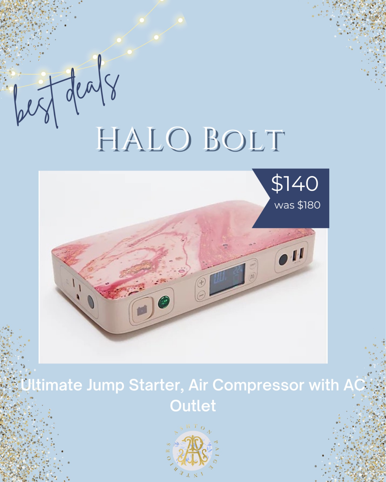 Halo bolt jump starter deals and air compressor