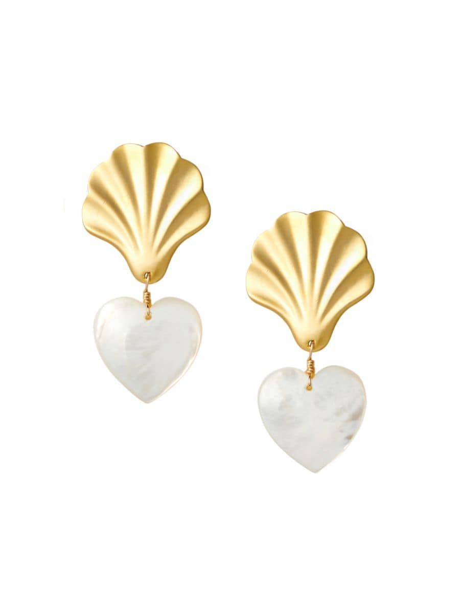 Busy 24K-Gold-Plated & Mother-Of-Pearl Heart Drop Earrings | Saks Fifth Avenue
