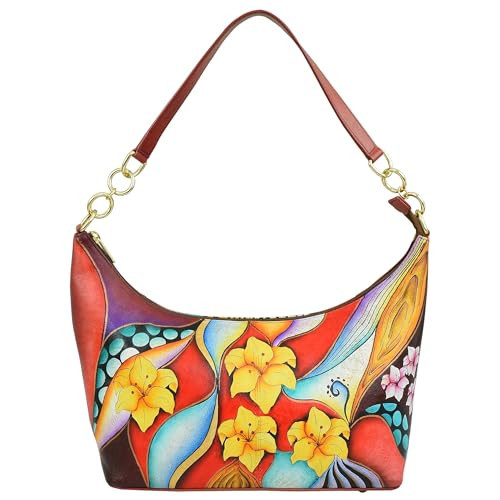 Anuschka Women's Original Hand-Painted Genuine Leather East West Medium Hobo - Tropical Lily | Amazon (US)