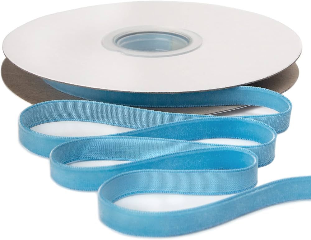 Ribbli Polyester Blue Topaz Velvet Ribbon,3/8 Inches Continuous10-Yard Spool,Christmas Ribbon for... | Amazon (US)