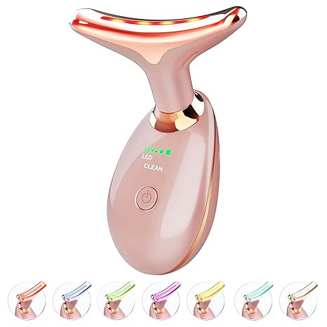 Light Based Face-Neck-Massager - 7 Color Portable Facial Massager for Skin Care, Rose Gold | Amazon (US)