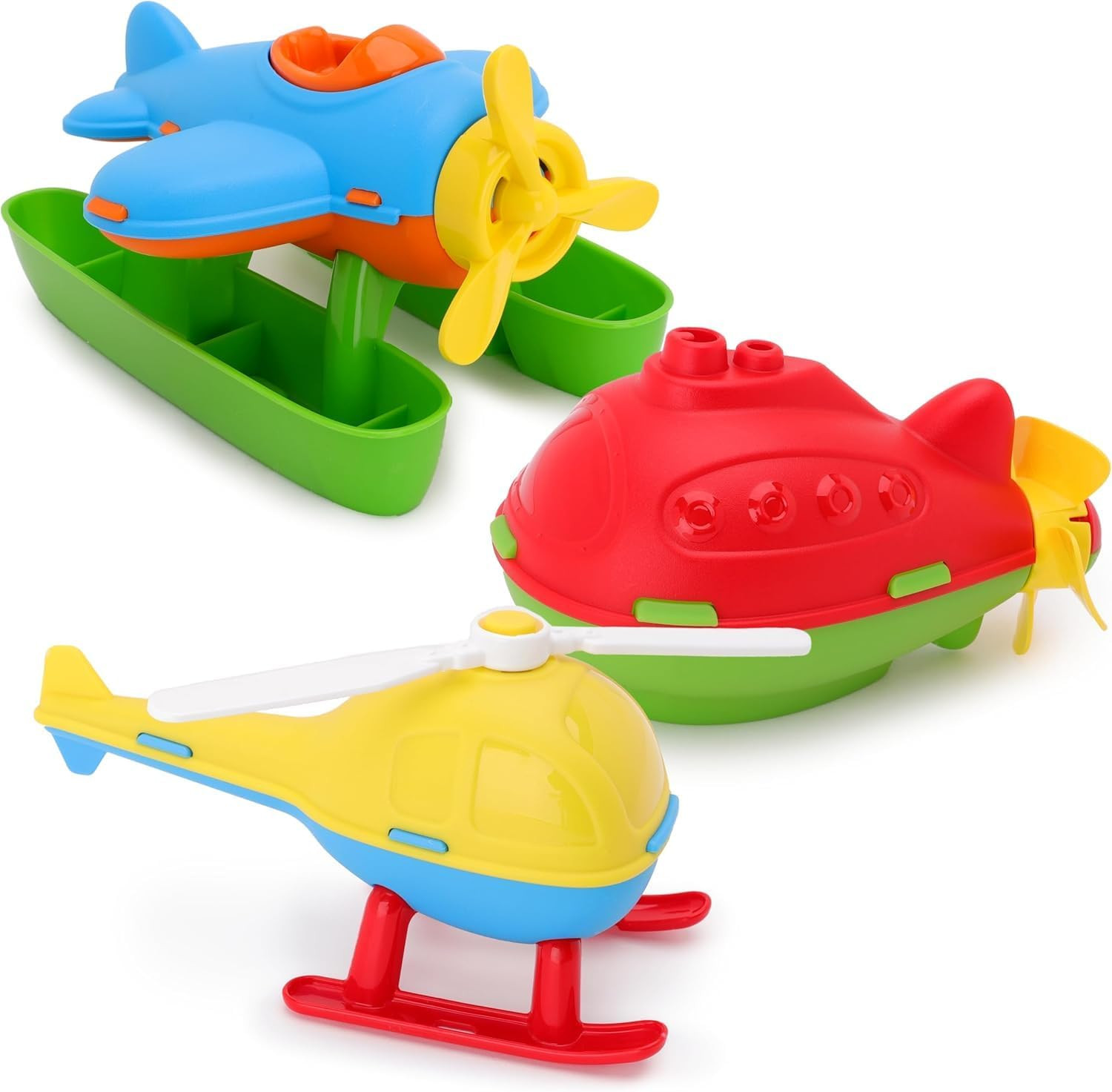 Toyland® Pack of 3 - 16cm (6") Colourful Toy Helicopter, Submarine & Seaplane - Kids Floating Water Toys - Pool & Bathtime Toy - Age 18 Months + | Amazon (UK)