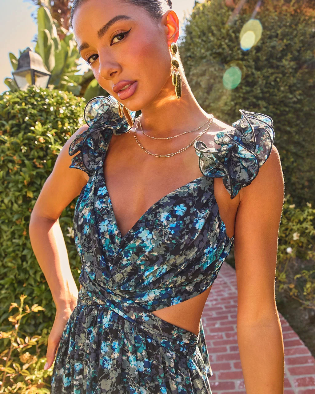 Meadow Ritual Floral Cut Out Maxi Dress | VICI