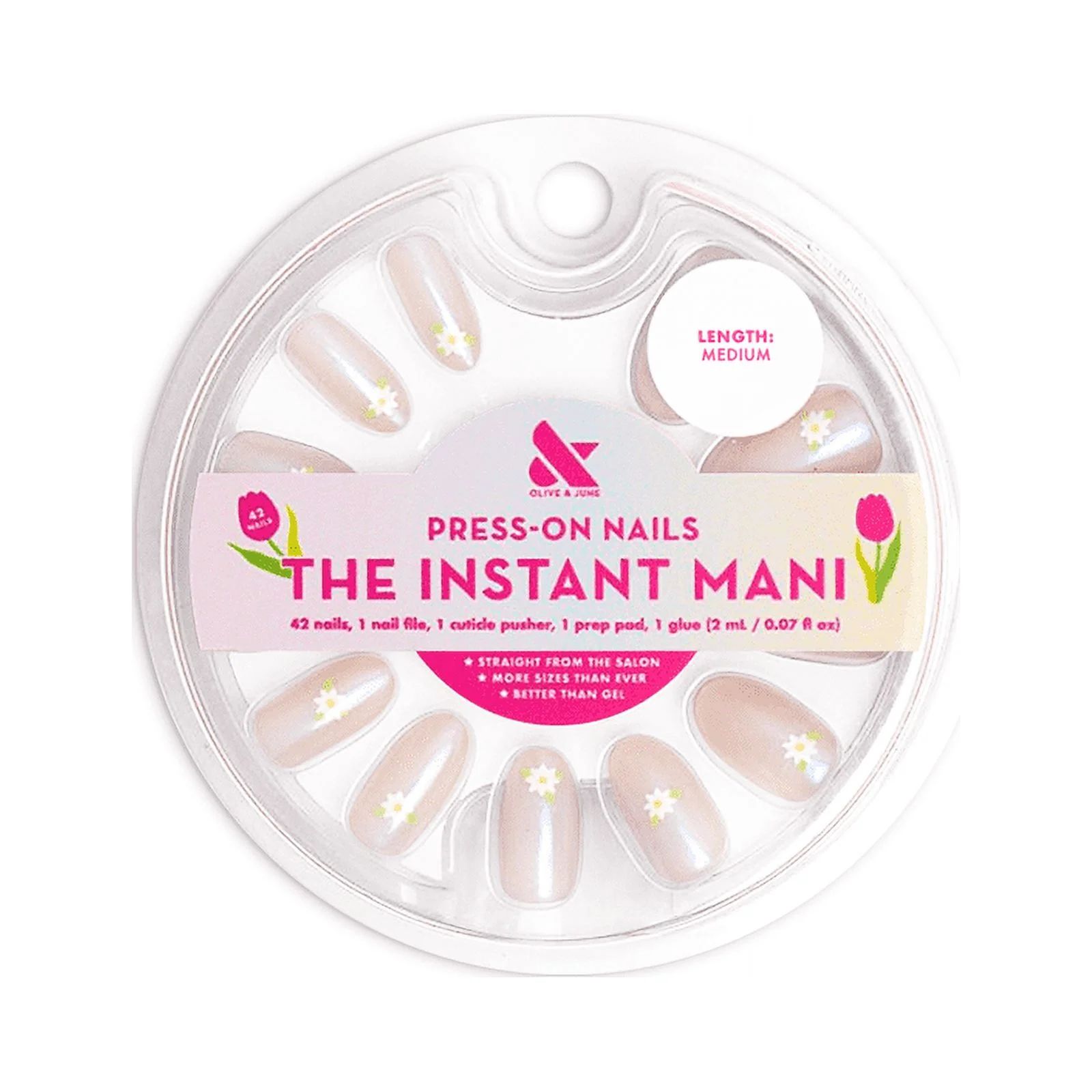 Olive & June Instant Mani Medium Oval Press-On Nails, Iridescent, Floating Flower, 42 Pieces | Walmart (US)